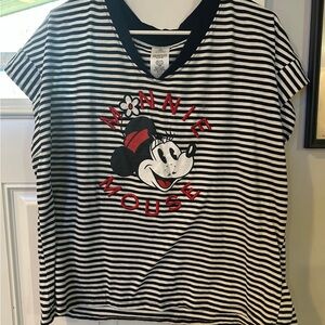 Disney Minnie Mouse Tee - Black and White Stripes